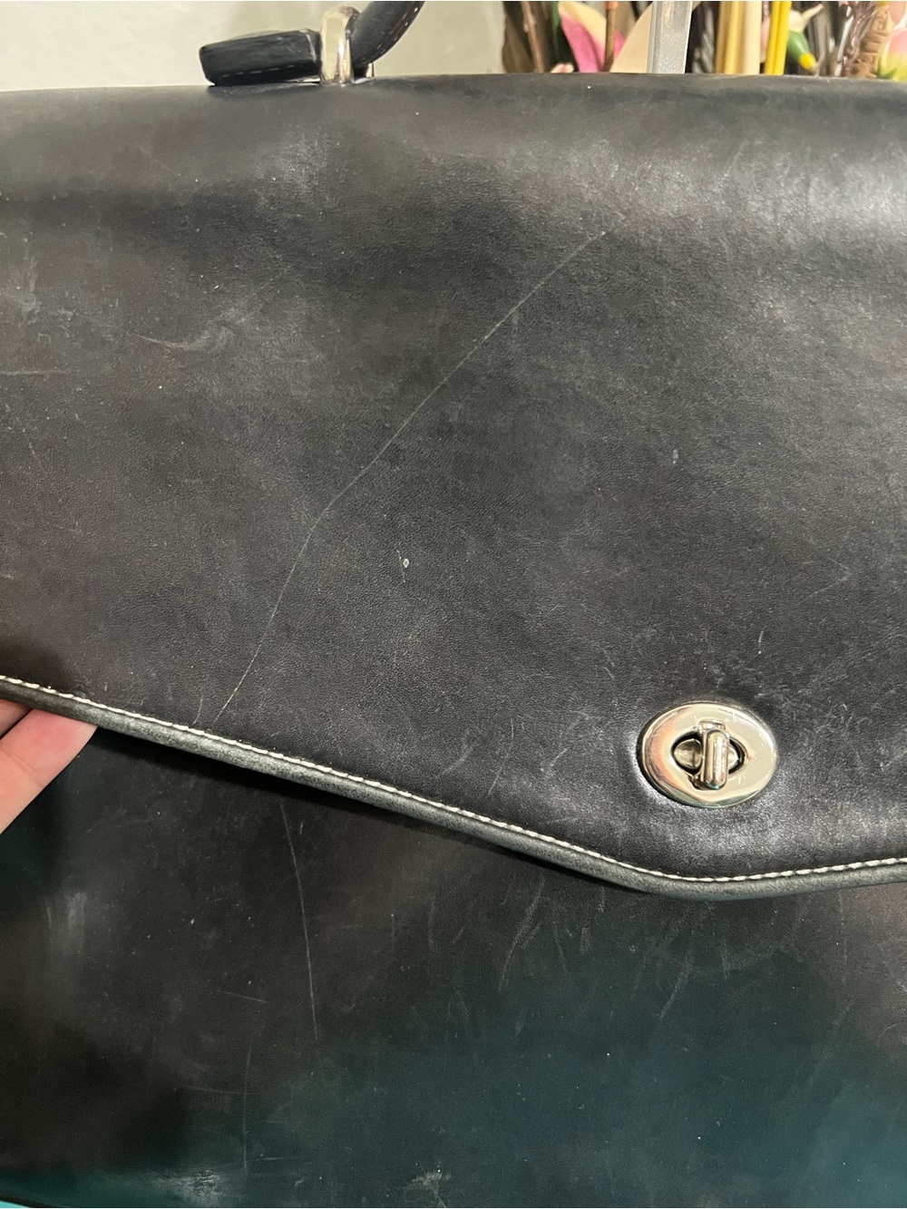 Vintage Coach Y2K Black Leather Top-Handle Messenger Bag - Laptop bag - Picture 11 of 13
